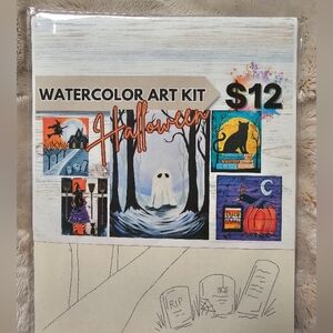 Halloeen Watercolor Art Kit w/5 designs, paint set & brush